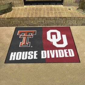 House Divided: Texas Tech / Oklahoma House Divided Rug 33.75"x42.5"