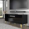 Diuna tv stand 145 2D1K / 56,9 in black / black gloss / gold leg