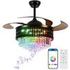 2024 New 48" Crystal Ceiling Fan with Lights and Speaker,Ceiling Fans with Remote Control Bluetooth,RGB Fandelier Chandelier Fan