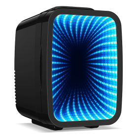 Mini Fridge,4 Liter/6 Cans Refrigerator With Dimmable LED Light,AC/DC Portable Thermoelectric Cooler fridge for Gaming room car (Color: Black)