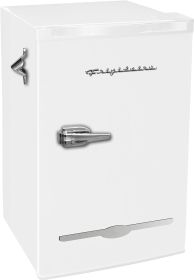 FRIGIDAIRE EFR376-BLACK 3.2 Cu Ft Black Retro Bar Fridge with Side Bottle Opener (Color: White)