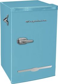 FRIGIDAIRE EFR376-BLACK 3.2 Cu Ft Black Retro Bar Fridge with Side Bottle Opener (Color: Blue)