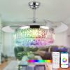 2024 New 48" Crystal Ceiling Fan with Lights and Speaker,Ceiling Fans with Remote Control Bluetooth,RGB Fandelier Chandelier Fan